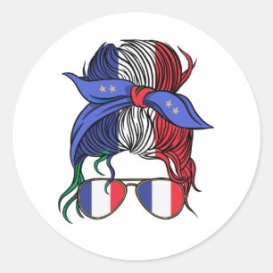 Sticker Rond France pimentée avec le drapeau français