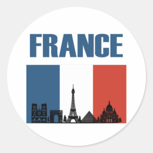 Sticker Rond France Travel - Paris City Skyline Pavillon França