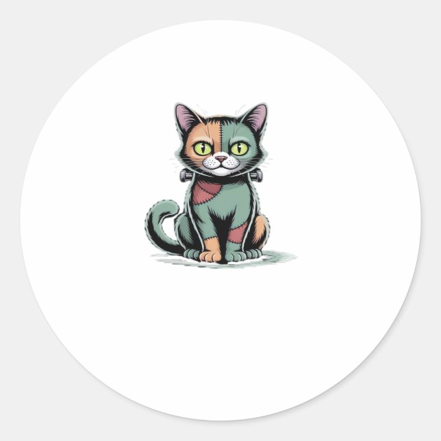 Sticker Rond FrankenCat T-shirt surdimensionné (Devant)