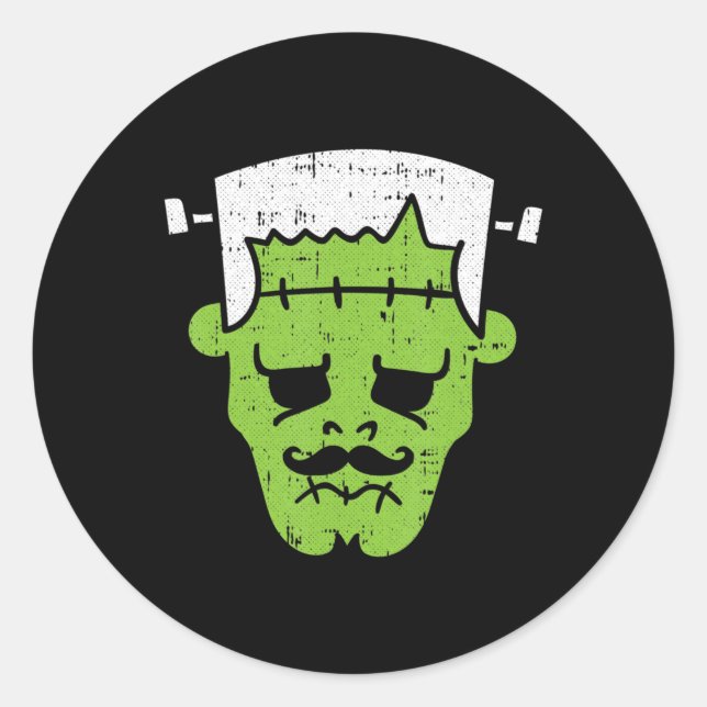 Sticker Rond Frankenstein Lazy Halloween Costume Horreur Movie  (Devant)