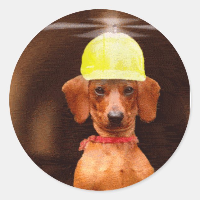 Sticker Rond Franky L'Autocollant Flying Dachshund (Devant)