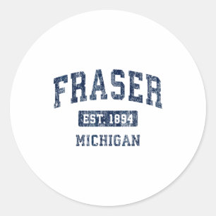 Sticker Rond Fraser Michigan Mi Vintage Sports Design Établi