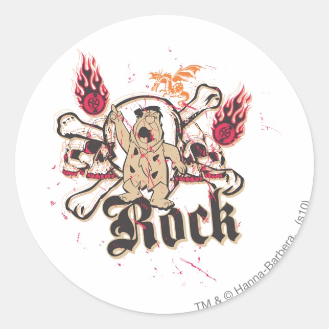 Sticker Rond Fred Flintstone Rock (Devant)