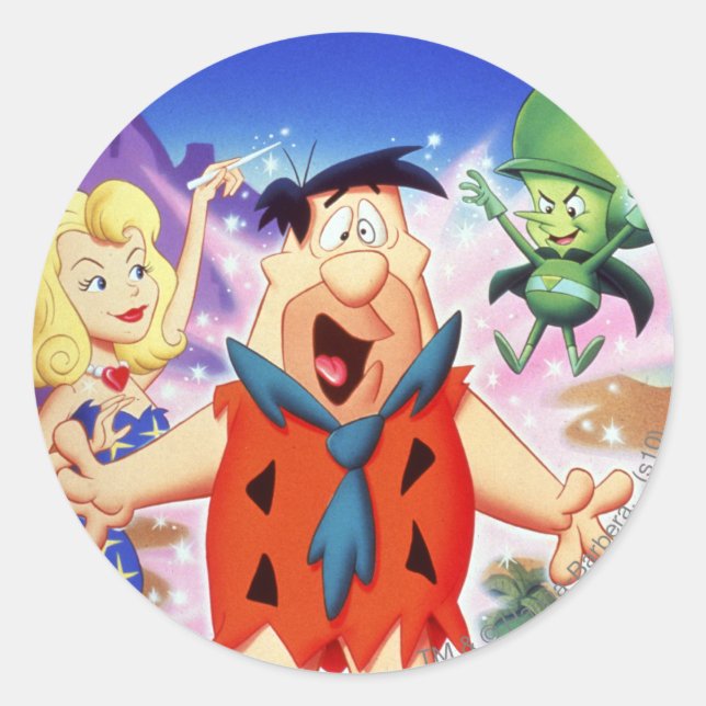 Sticker Rond Fred Flintstone Sous Un Spell (Devant)