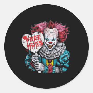 Sticker Rond Free A Hugs Scary Clown Character Valentine Hallow