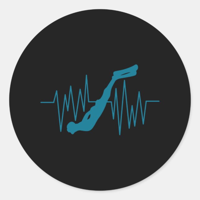 Sticker Rond Free Dive Heartbeat Free Diving Apnea (Devant)