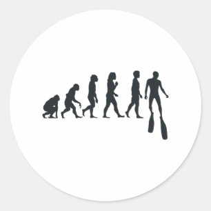 Sticker Rond Free Diver Evolution Plongée Apnea Diver gratuit