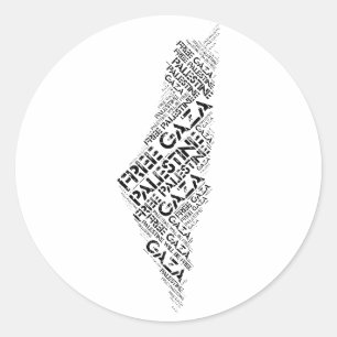 Sticker Rond Free Gaza Free Palestine Map Mot Cloud
