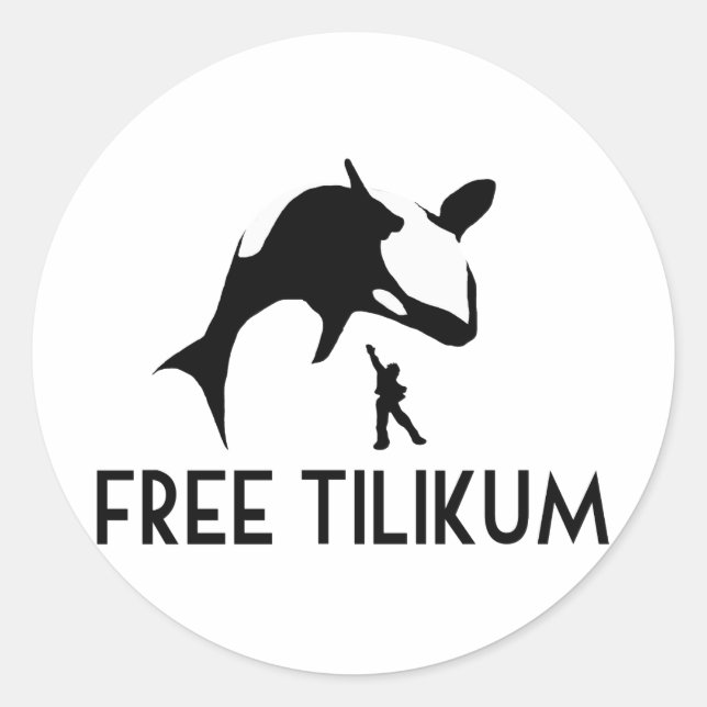 Sticker Rond Free Tilikum Save Orca Killer Whale (Devant)