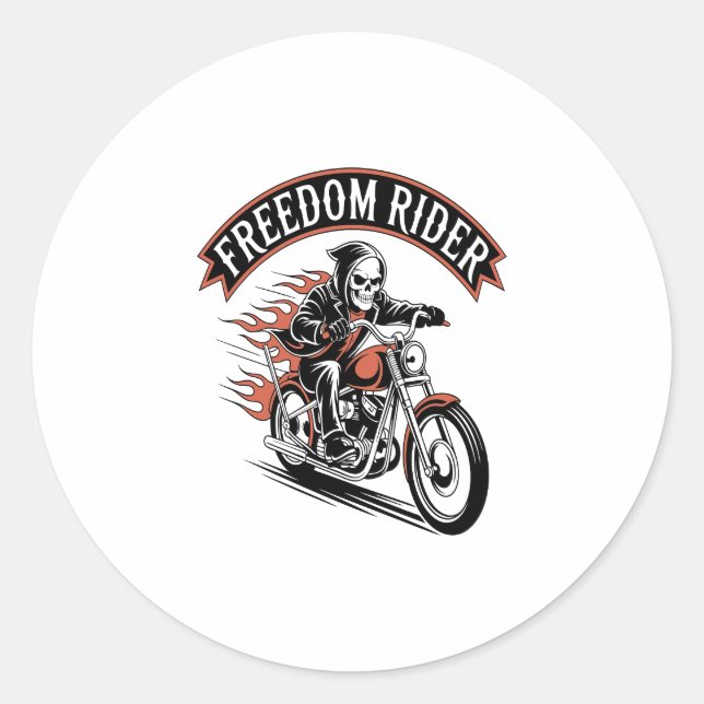 Sticker Rond FreeDom Rider Biker (Devant)