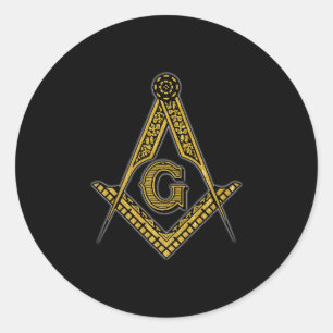 Sticker Rond Freemason (noir et or)