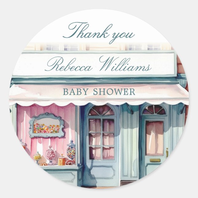 Sticker Rond French Boutique Bonjour Bebe Baby shower (Devant)