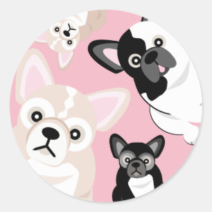 Sticker Rond French Bulldog Birthday