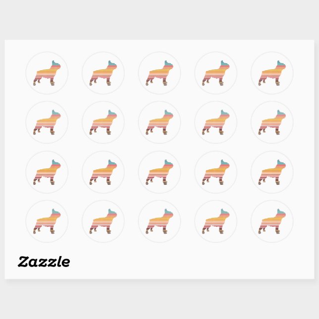 Sticker Rond French Bulldog Frenchie Chien race Premium (Feuille)