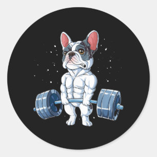 Sticker Rond French Bulldog Poids Funny Deadlift Gym