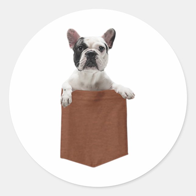 Sticker Rond French Bulldog Pour Amoureux de les chiens Pocket  (Devant)