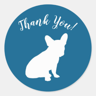 Sticker Rond French Bulldog Theme Party - Baby shower Blue
