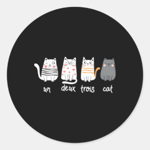 Sticker Rond French Cat Un Deux Trois Cat