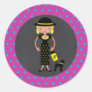 Sticker Rond French Chic Girl Birthday Party