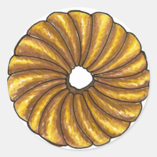 Sticker Rond French Cruller Twist Breakfast Donut Doughnut