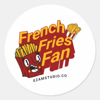 Sticker Rond "French Fries Fan - Fun and Playing Design"