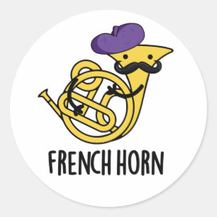 Sticker Rond French Horn Funny Music Instrument Pun