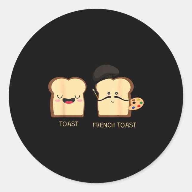 Sticker Rond French Toast Funny Pun Novelty  (Devant)
