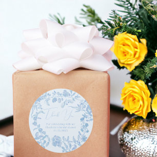 Sticker Rond french vintage floral merci baby shower de mariage