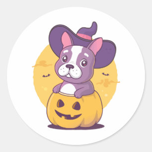 Sticker Rond Frenchie Halloween