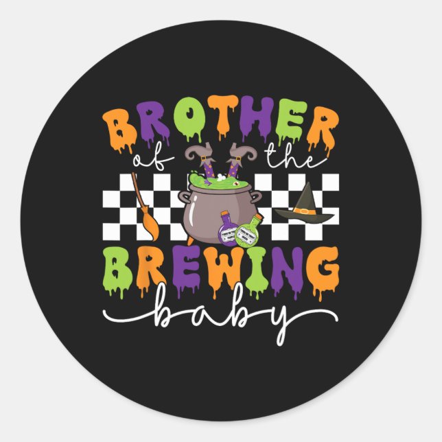 Sticker Rond Frère De La Brasserie Par Halloween Hommes Femmes  (Devant)