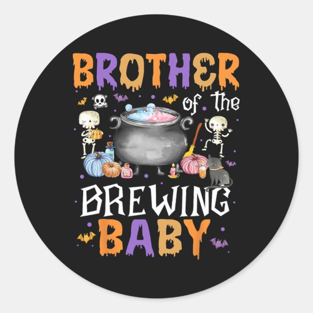 Sticker Rond Frère De La Brasserie Par Halloween Hommes Femmes  (Devant)