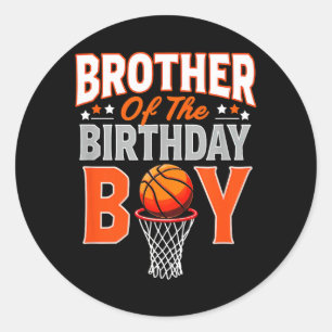 Sticker Rond Frère du basketteur garçon de la fête d'anniversai