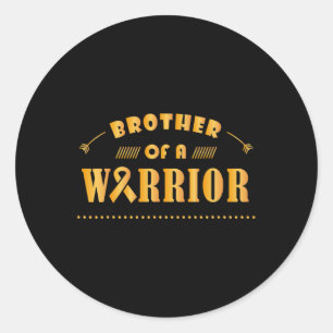 Sticker Rond Frère d'un guerrier Cancer de l'enfance au ruban A