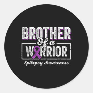 Sticker Rond Frère D'Un Guerrier Épilepsie Frère Ribbo Violet