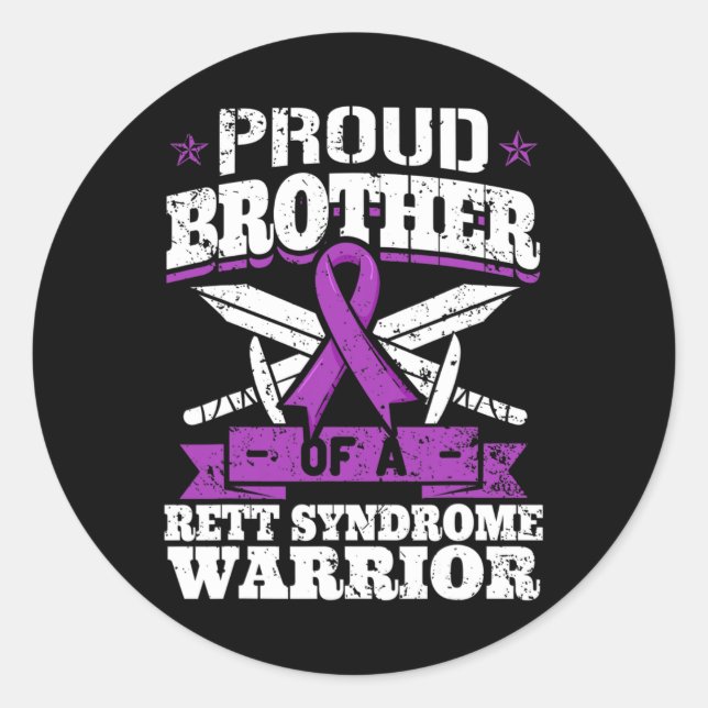 Sticker Rond Frère D'Un Syndrome De Rett Guerrier Sensibilisati (Devant)