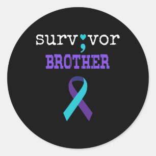 Sticker Rond Frère Survivant Semicolon Don Prévention du suicid