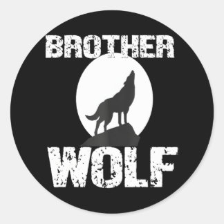 Sticker Rond Frère Wolf jumelage de la tribu des loups Lune