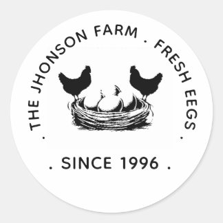 Sticker Rond Fresh Eggs Your Name Chicken Hens Egg Stamp