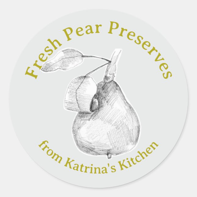 Sticker Rond Fresh Pear Preserves Kitchen Fruit Gift Label (Devant)