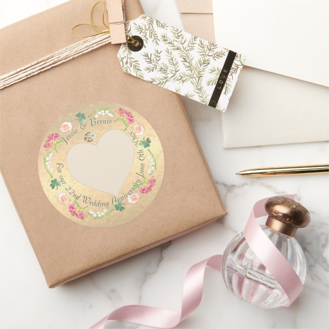Sticker Rond Frésie Florale de mariage personnalisé (Cadeaux)