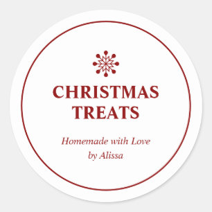 Sticker Rond Friandises de Noël rouges faites maison Fêtes de N