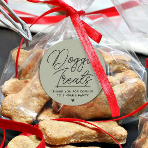 Sticker Rond Friandises modernes pour chien Merci Pawty
