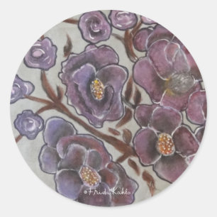 Sticker Rond Frida Kahlo a peint des fleurs
