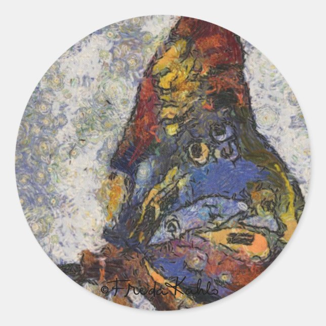 Sticker Rond Frida Kahlo Butterfly Monet Inspiré (Devant)