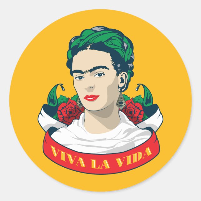 Sticker Rond Frida Kahlo | Viva la Vida (Devant)
