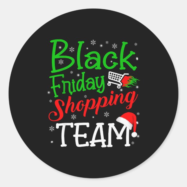 Sticker Rond Friday Shopng Team Christmas Black Shopng Family G (Devant)