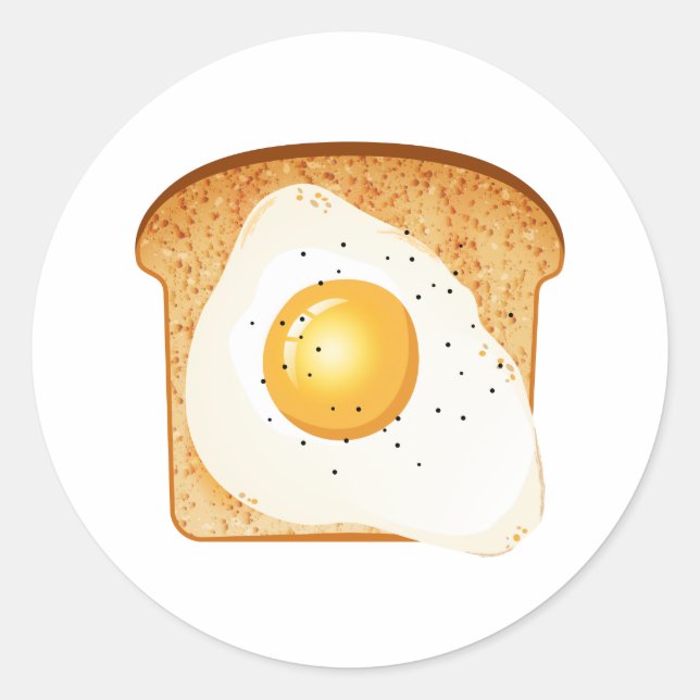 Sticker Rond Fried egg on toast (Devant)