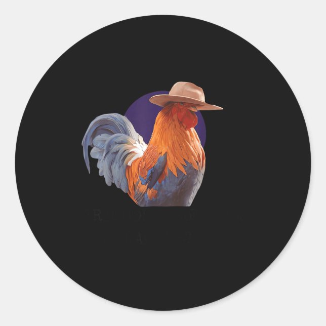 Sticker Rond Friends Come And Go Scrappy Stays Funny Chicken Me (Devant)