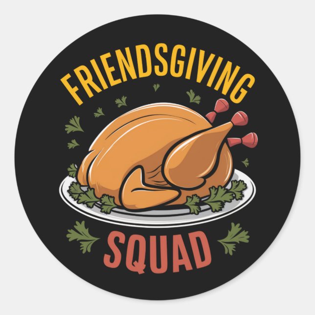 Sticker Rond Friendsgiving Squad Turquie Diner Correspondance c (Devant)