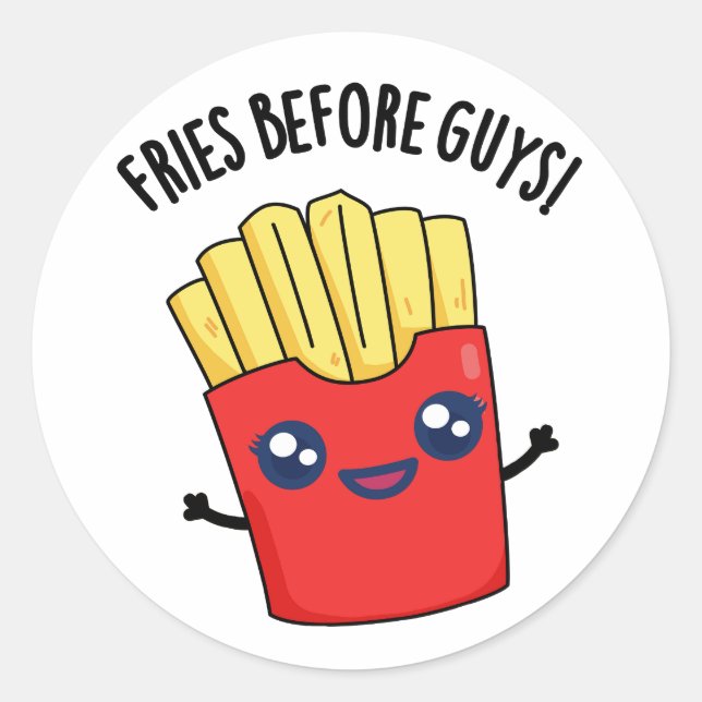 Sticker Rond Fries Avant Les Gars Drôle Fries Pun (Devant)